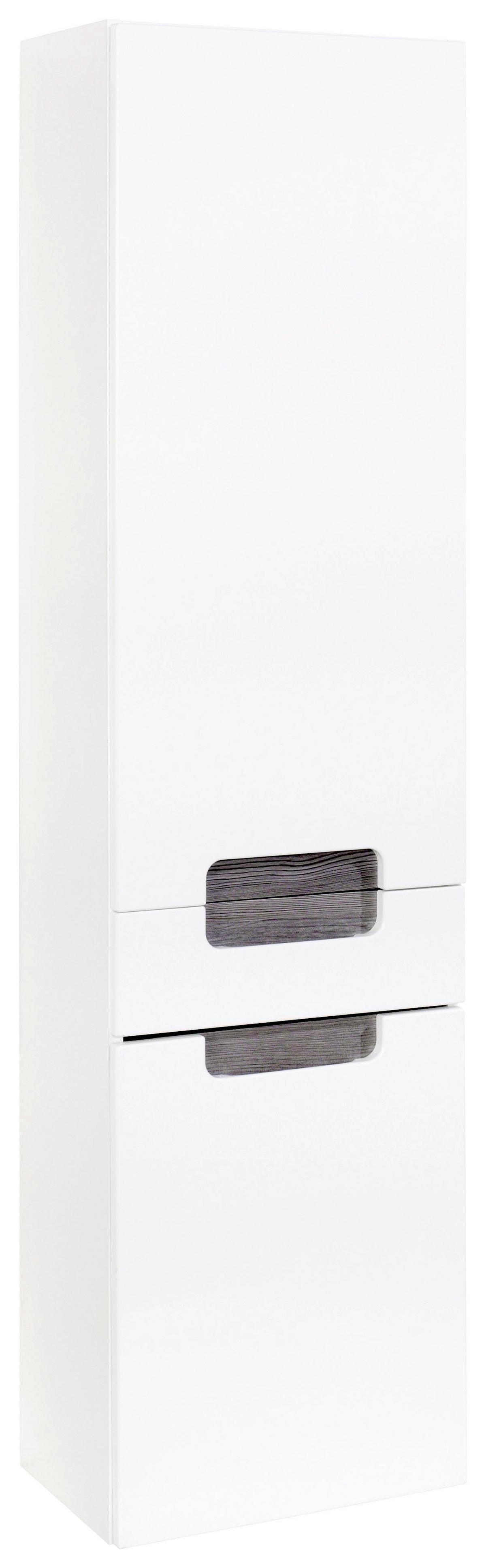 Hochschrank mit Türdämpfer Siena 40cm, Weiß/Eiche Dekor - Weiß/Silbereichenfarben, MODERN, Holzwerkstoff (40/154/27cm) - Held