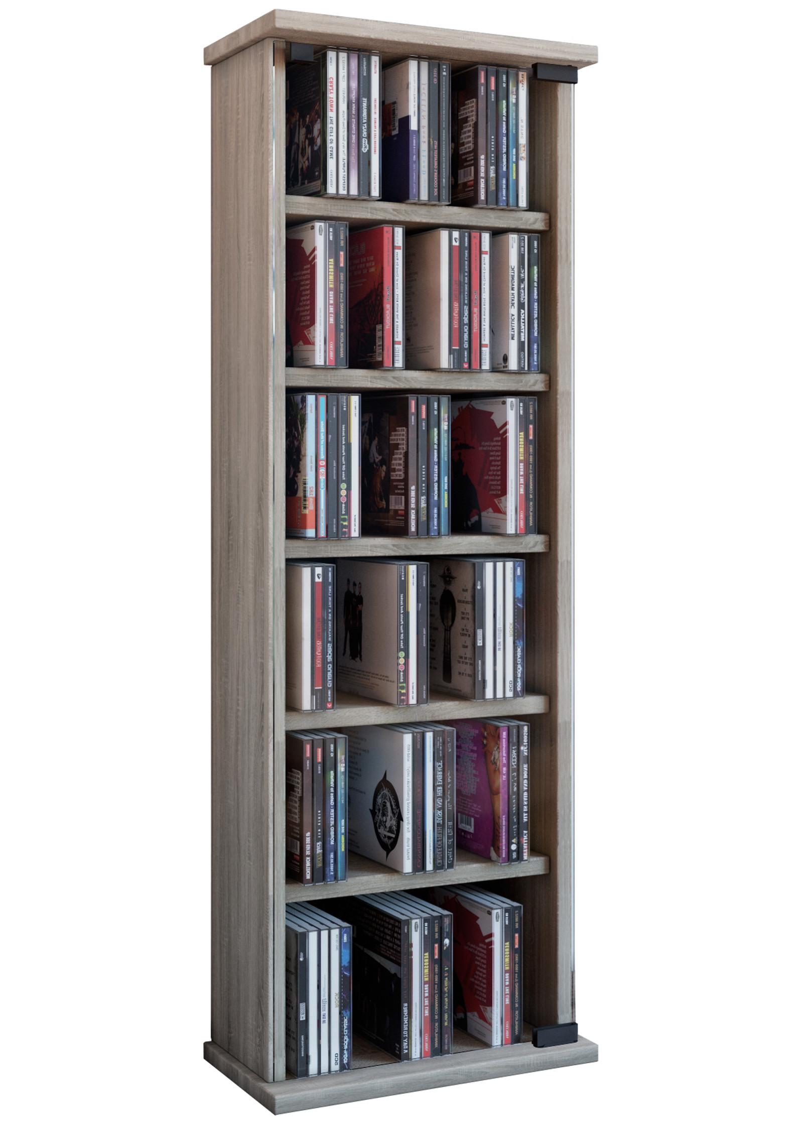 CD Regal mit Glastür Vetro 31 cm Eiche Dekor - Eichefarben, KONVENTIONELL, Glas/Holzwerkstoff (31/92/18cm) - MID.YOU