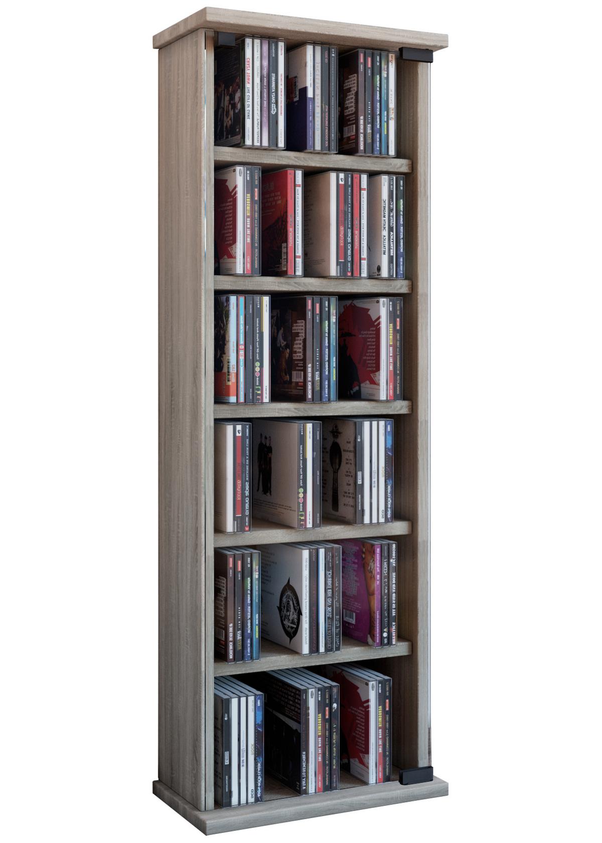 CD Regal mit Glastür Vetro 31 cm Eiche Dekor - Eichefarben, KONVENTIONELL, Glas/Holzwerkstoff (31/92/18cm) - MID.YOU