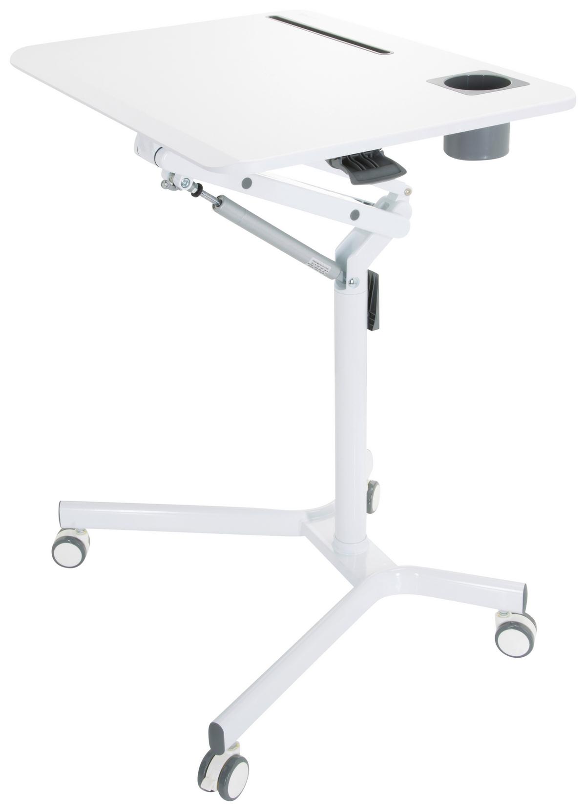 Stehschreibtisch Stand Vm-Su höhenverstellbar Weiß - Weiß, Basics, Holzwerkstoff/Kunststoff (77/73-105/57cm) - MID.YOU