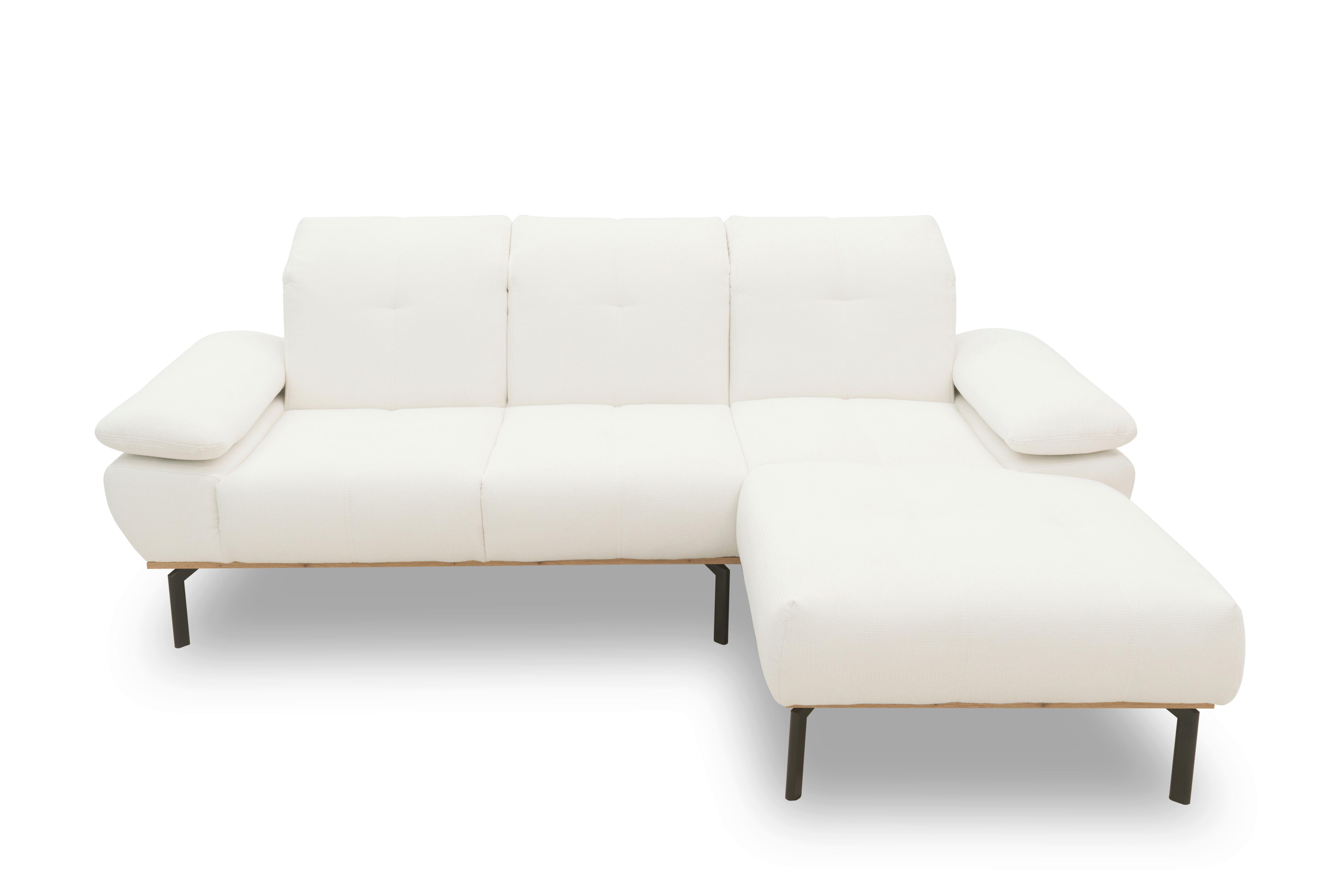 Ecksofa Weiß S: 242x170 cm - Wildeiche/Schwarz, Design, Holz/Textil (242/170cm) - MID.YOU