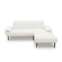 Ecksofa Weiß S: 242x170 cm - Wildeiche/Schwarz, Design, Holz/Textil (242/170cm) - MID.YOU