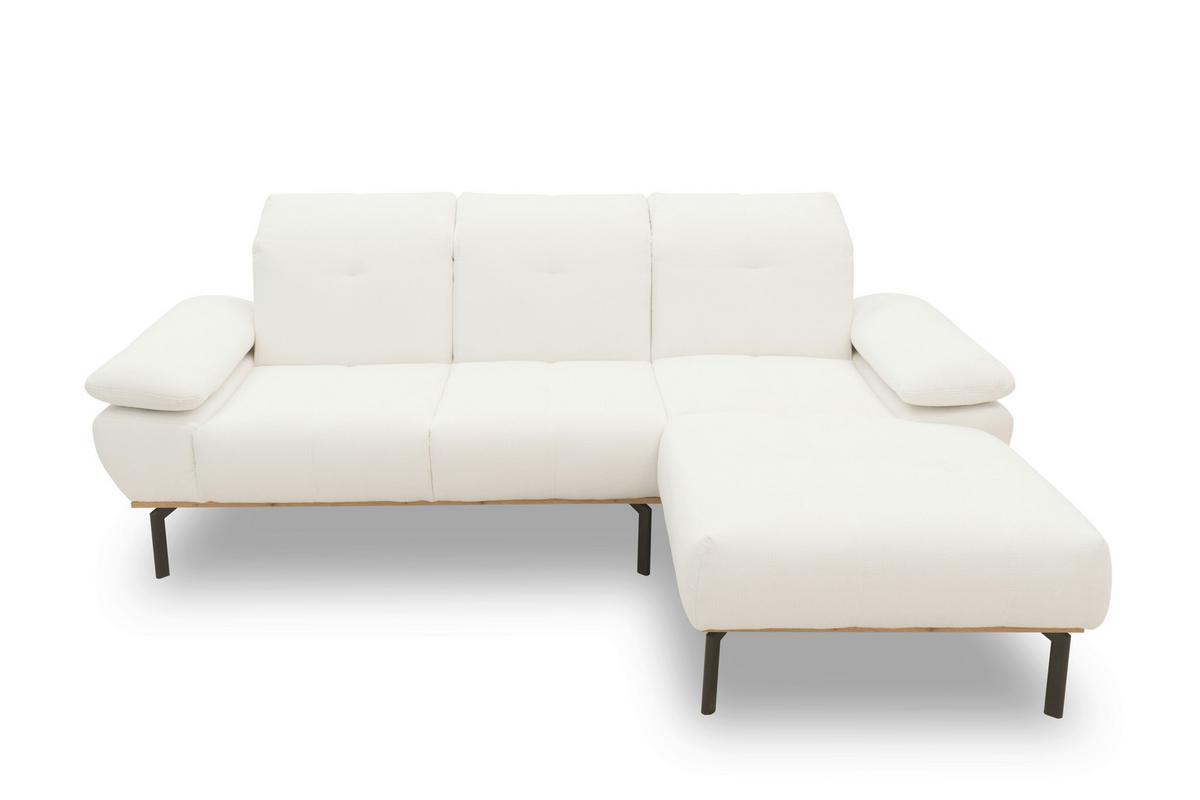 Ecksofa Weiß S: 242x170 cm - Wildeiche/Schwarz, Design, Holz/Textil (242/170cm) - MID.YOU