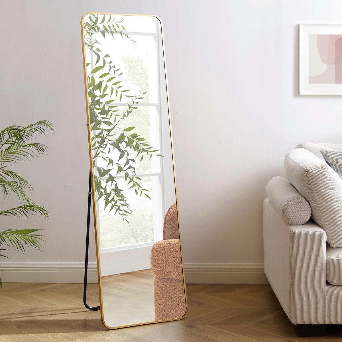 Standspiegel Goldfarben B: 50 cm - Goldfarben, Design, Glas/Metall (50/160/2cm) - Livetastic