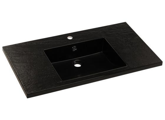 Waschbecken Erwan 90cm Schwarz - Schwarz, KONVENTIONELL, Stein (90/14/50cm) Waschbecken Erwan 90cm Schwarz - Schwarz, KONVENTIONELL, Stein (90/14/50cm)