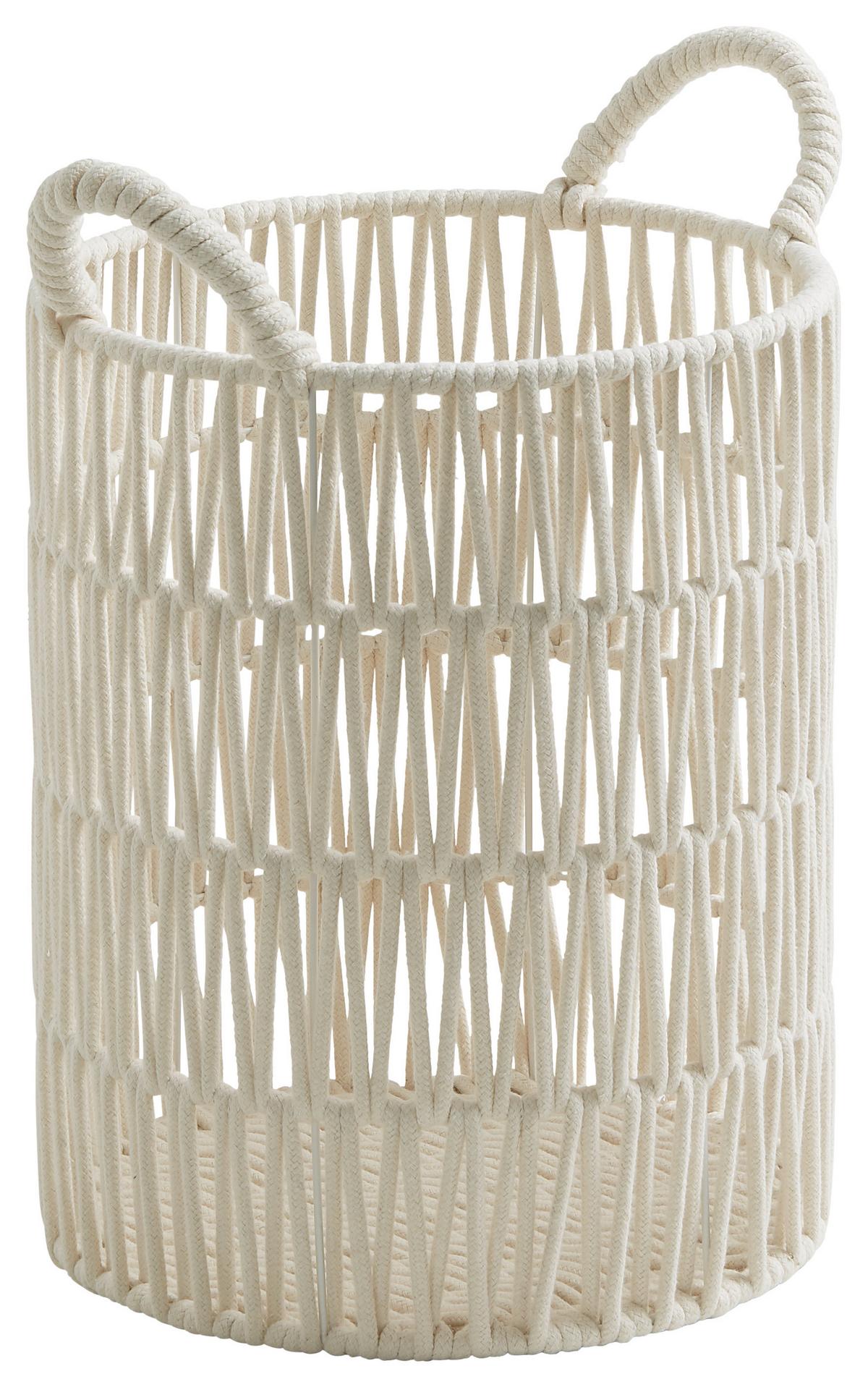 Koš Lou, Ø/V: 32/40cm - bílá, Moderní, kov/textil (32/40cm) - Mömax