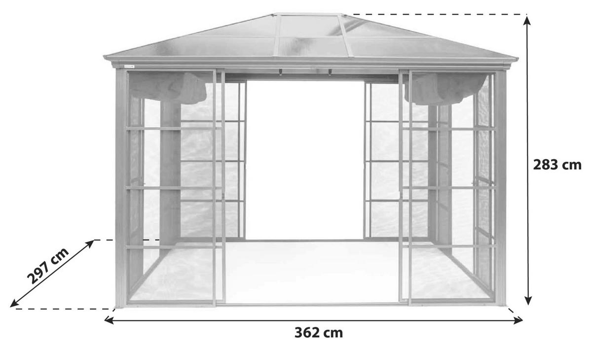 Pavillon Castel 362x297 cm Wetterfest - Bronzefarben, Basics, Kunststoff/Metall (362/283/297cm)