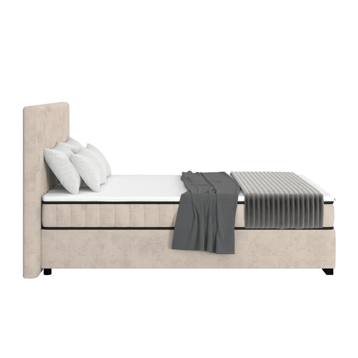 Boxbett Maya inkl. Bettkasten Sandfarben 140x220 cm - Sandfarben/Schwarz, MODERN, Holz/Holzwerkstoff (140/220cm)