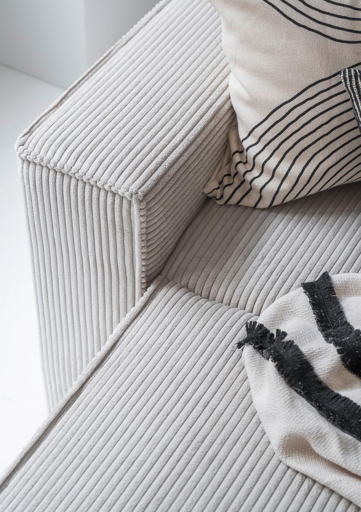 Rohová sedačka OLIVER, béžová, manšestr, pravá - černá/béžová, Design, textil/plast (156/322/194cm) - MID.YOU