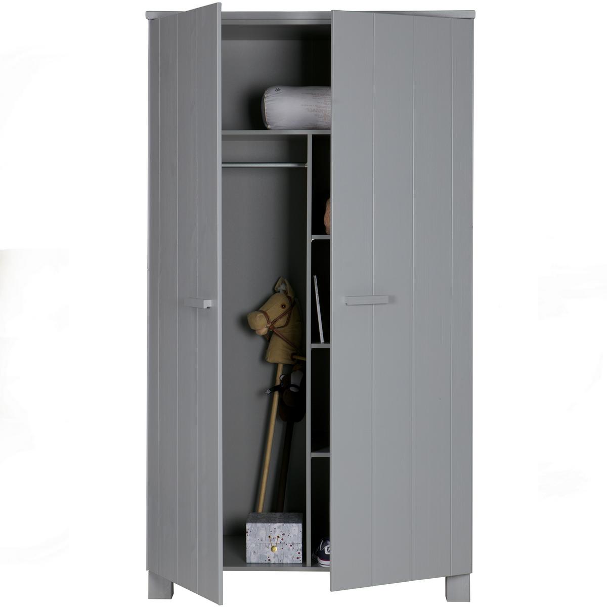 Garderobenschrank Dennis Grau B: 111 Cm - Grau, Design, Holz (111/202/55cm) - Livetastic