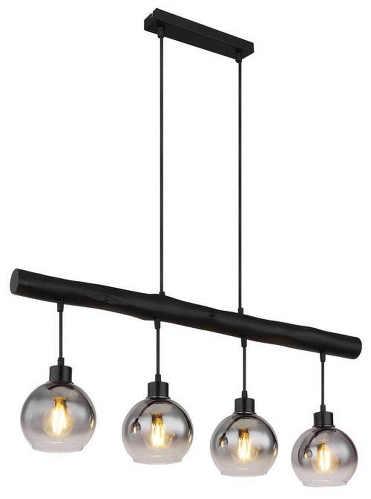 Hängeleuchte Grau Schwarz L: 85 cm - Schwarz/Grau, Design, Glas/Holz (85/15/120cm) - Globo