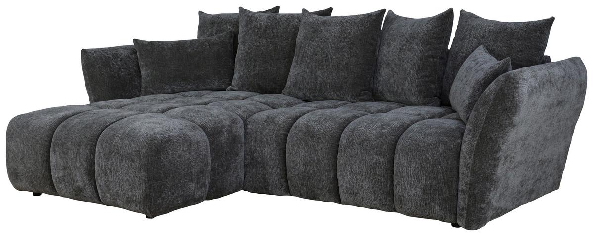 Univerzálna sedačka CAMMELLIO, grafitová ženilka, 7 vankúšov - čierna/grafitová, Modern, textil (296/75-95/189cm) - Mömax