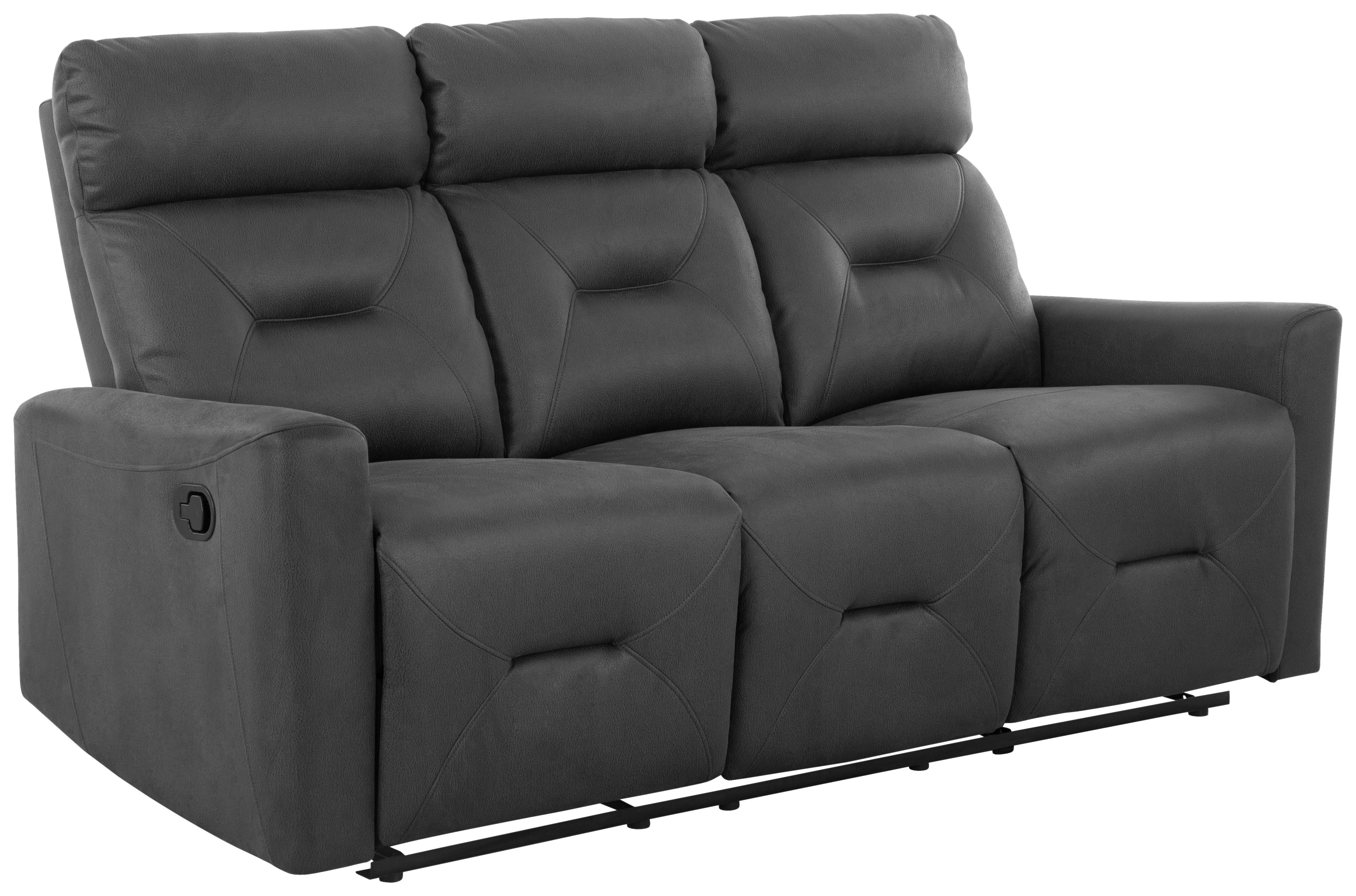Třímístná pohovka AURELI, černá, s relaxační funkcí - černá, Basics, kov/dřevo (186,5/102,5/92,5cm) - Livetastic