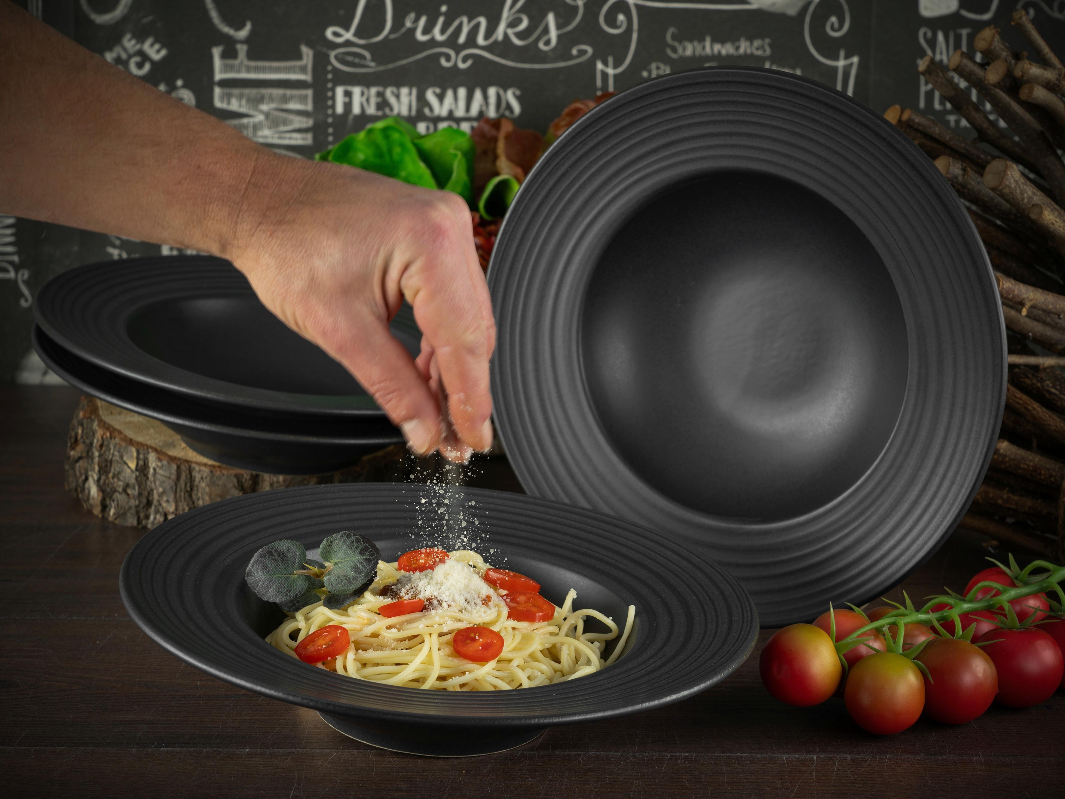 Sada tanierov na cestoviny 4-dielna - čierna, Basics, keramika (30cm) - Creatable