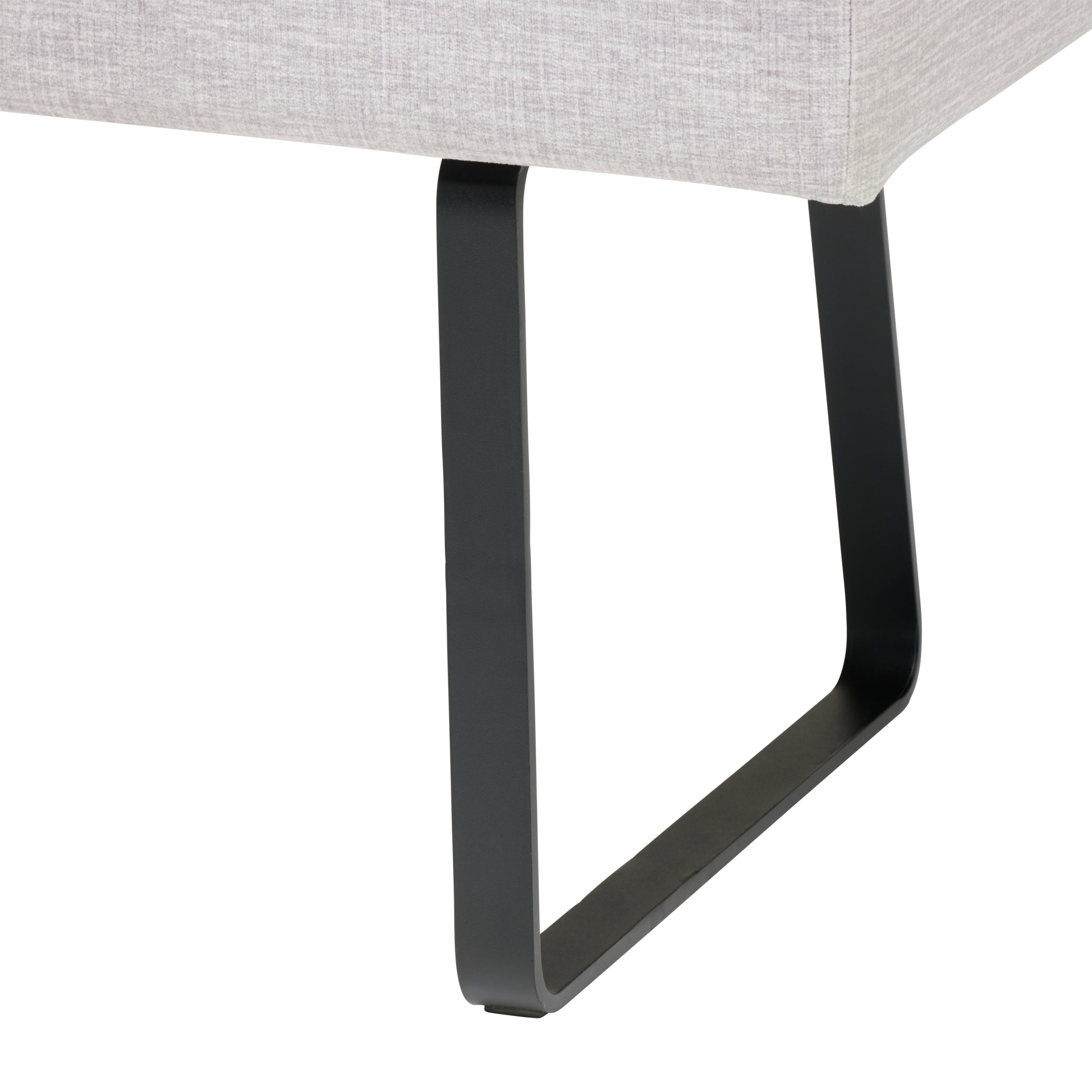 Sitzbank Tilos Ohne Lehne Samt Grau, B: 140 Cm - Schwarz/Grau, KONVENTIONELL, Textil/Metall (140/49/47cm) - MID.YOU