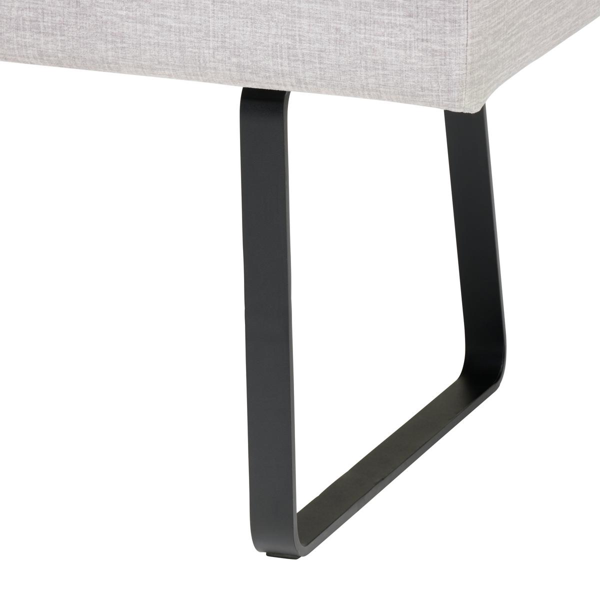 Sitzbank Tilos ohne Lehne Samt Grau, B: 140 cm - Schwarz/Grau, KONVENTIONELL, Textil/Metall (140/49/47cm) - MID.YOU