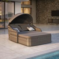 Sonneninsel Rio Grau/Schwarz Metall/Kunststoff/Textil +Dach - Schwarz/Grau, MODERN, Kunststoff/Textil (206/132/64cm) - Beldano
