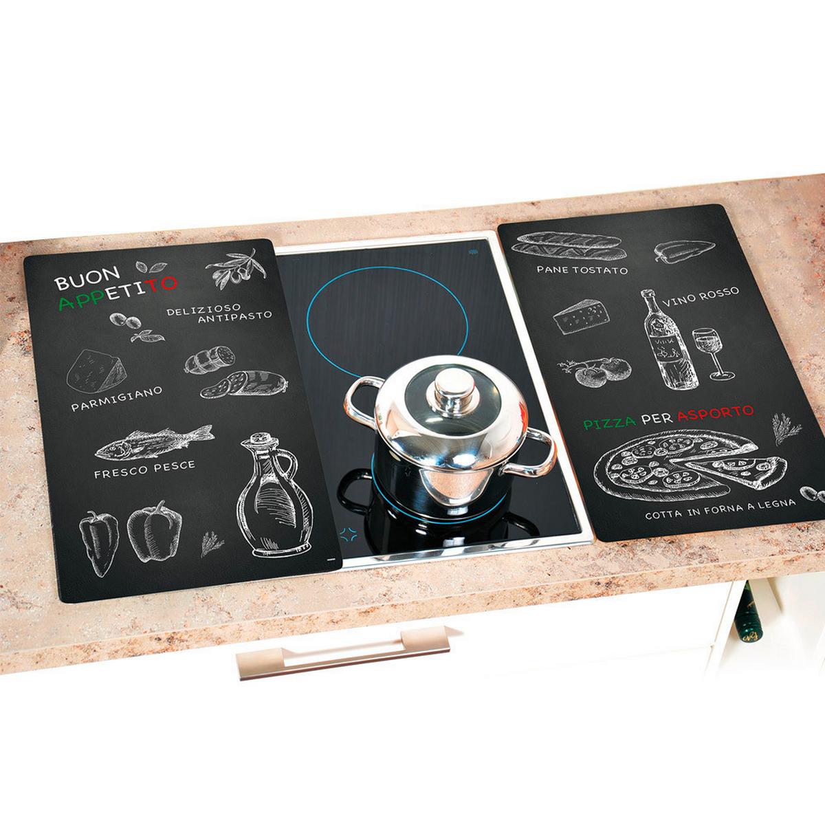 Herdabdeckplatte Schwarz L: 52 cm - Schwarz, Basics, Glas (52/30/0.8cm) - Kesper
