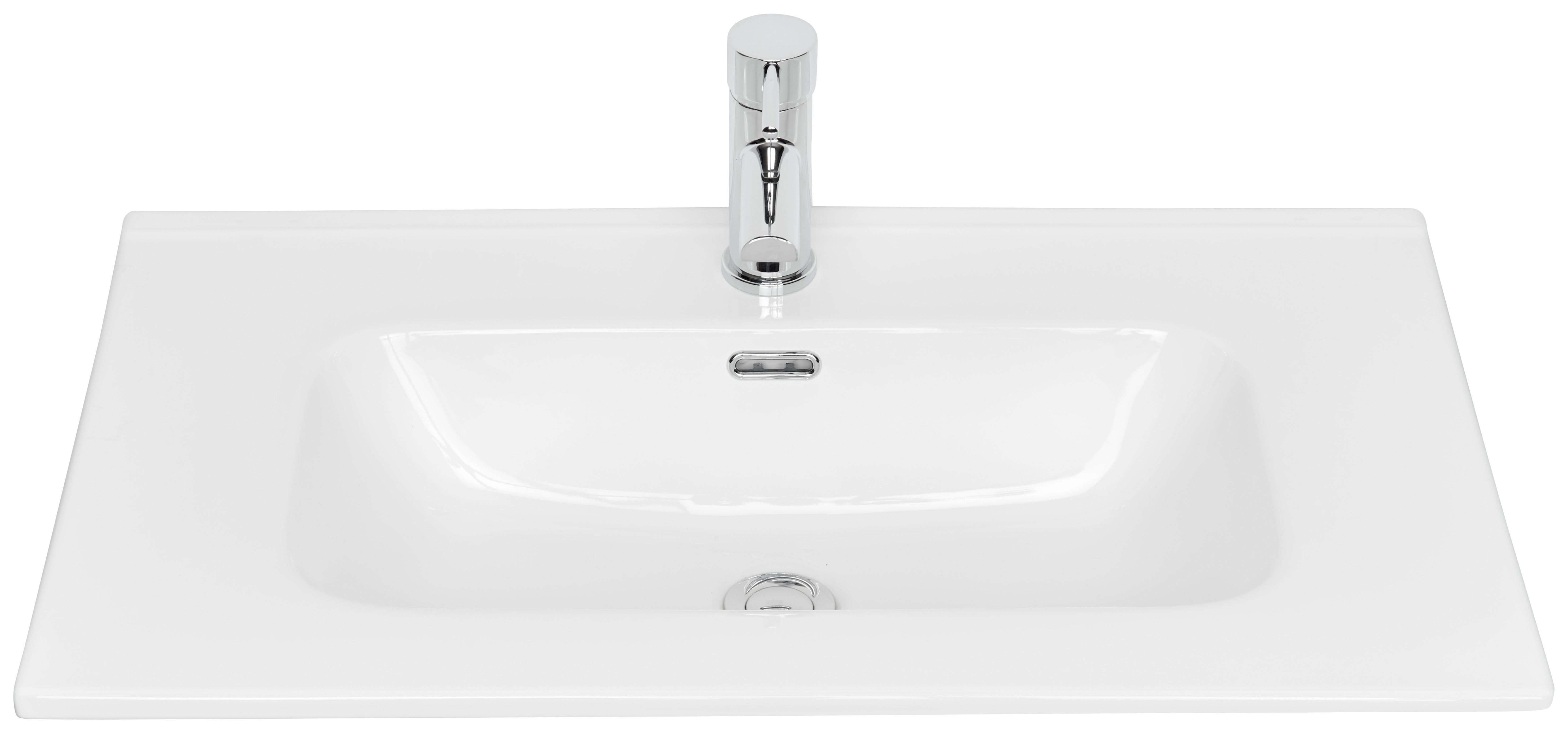 Waschbecken Denia Aus Keramik 75x46 cm Weiß - Weiß, KONVENTIONELL, Keramik (75/18/46cm)