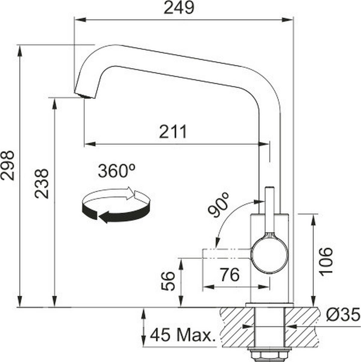 Küchenarmatur Lina U - Schwarz, MODERN, Metall (29,8cm) - Franke