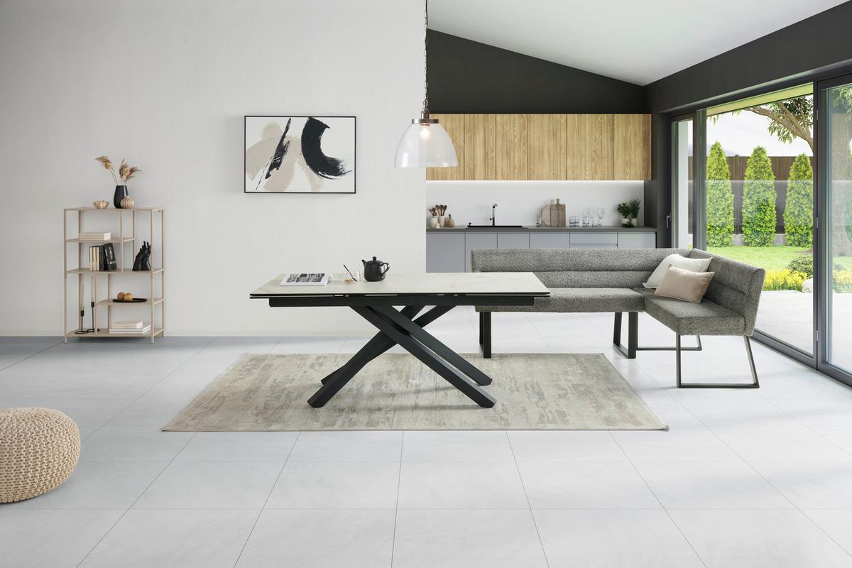 Eckbank Kea Grau, S: 190x150cm - Schwarz/Grau, KONVENTIONELL, Textil/Metall (190/150cm) - MID.YOU