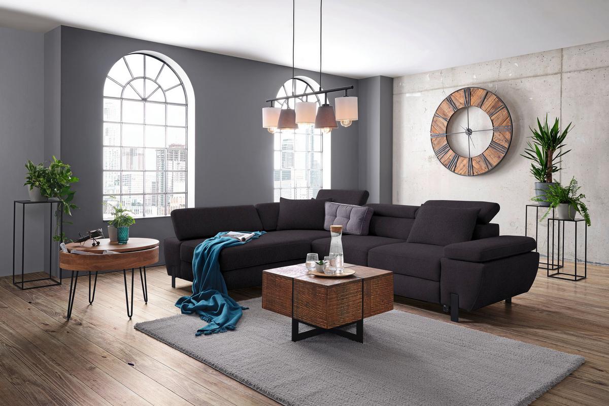 Rohová sedačka MILNA, ľavá, čierna - čierna, Modern, kov/textil (93/90/277cm) - Mömax