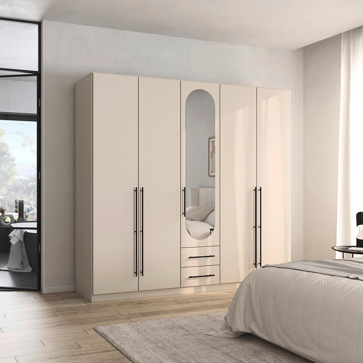 ŠATNÍ SKŘÍŇ S OTOČNÝMI DVEŘMI VELORA, šířka 226 cm - černá/šampaňská, Konvenční, kov/kompozitní dřevo (226/210/54cm) - Mömax