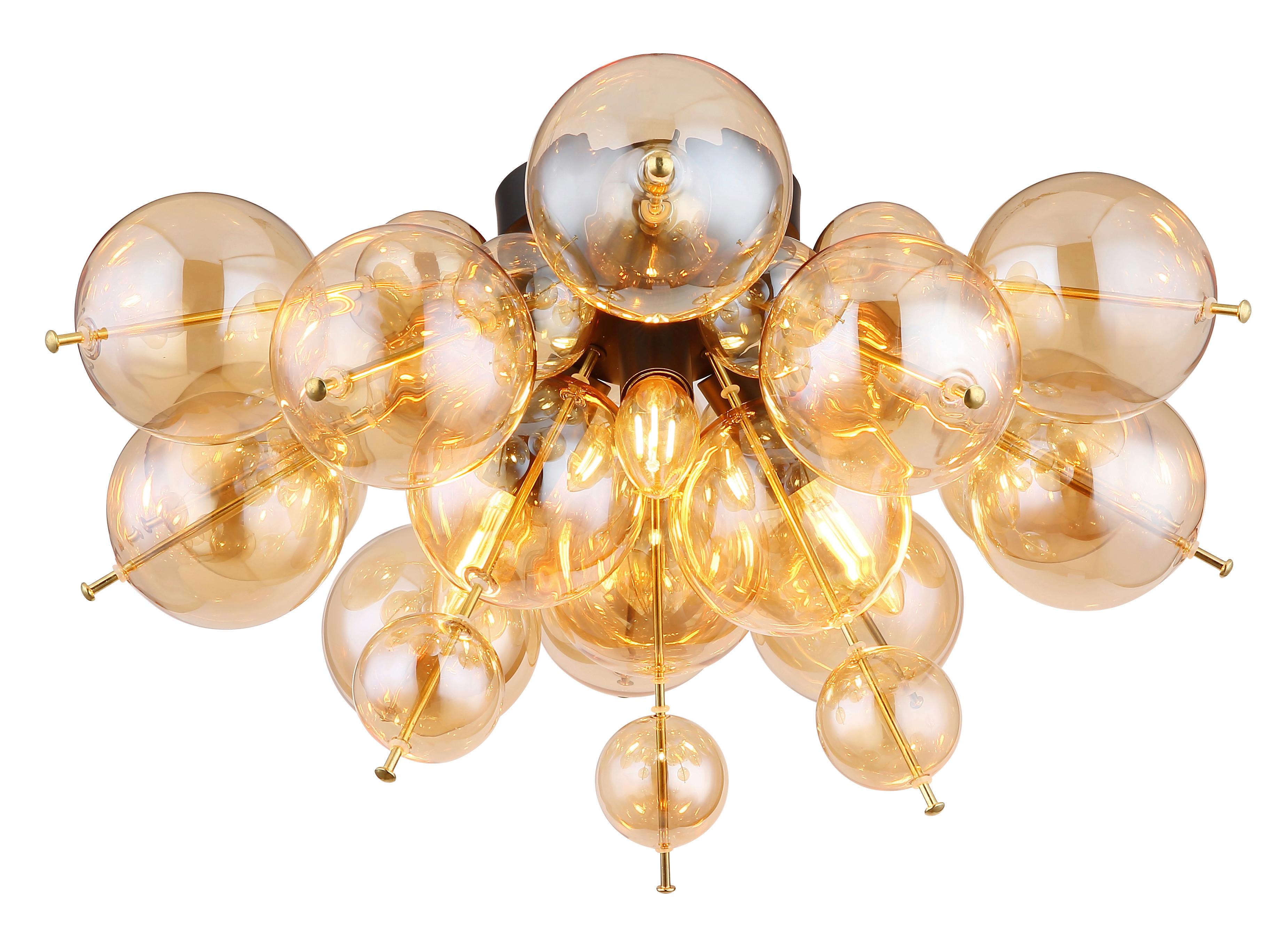 Deckenleuchte Udo - Goldfarben/Schwarz, Design, Glas/Metall (55/28cm) - Globo