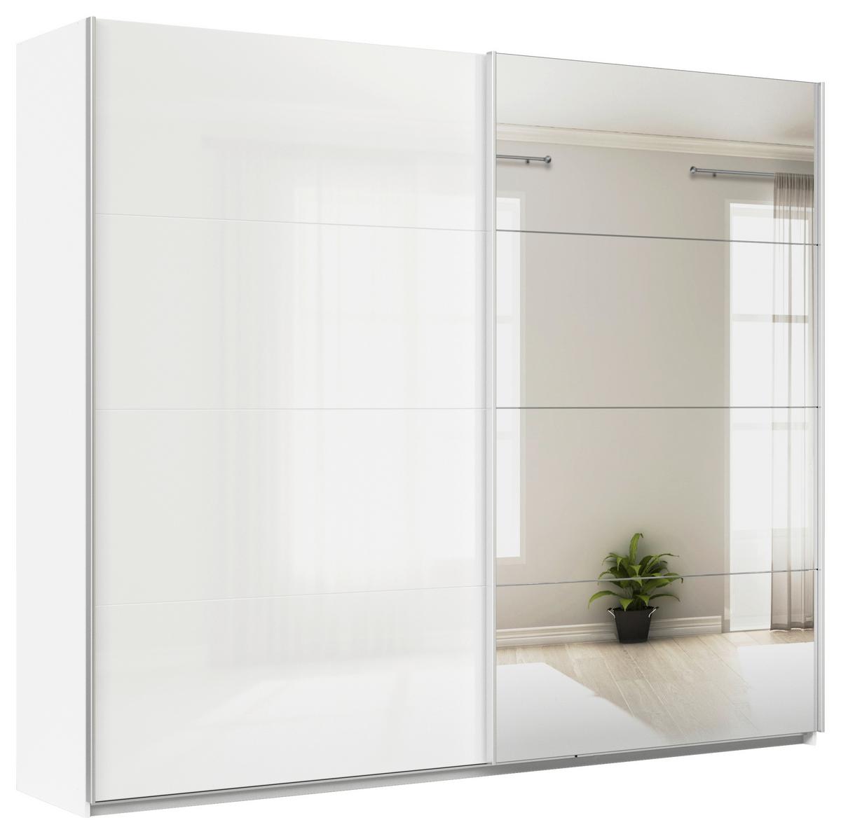 Schwebetürenschrank Feldkirch 271 Maxihöhe - Weiß Hochglanz/Silberfarben, MODERN, Holzwerkstoff (271/229/62cm)