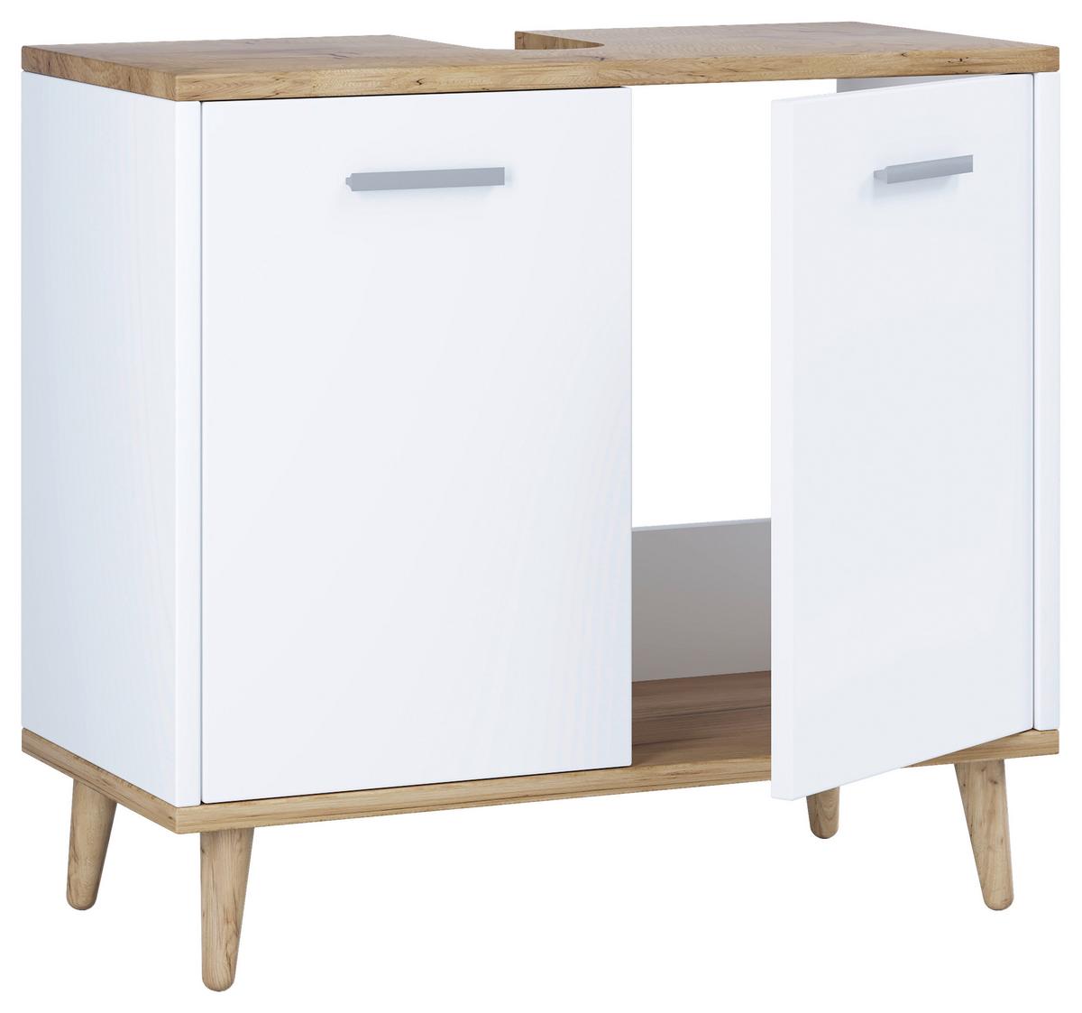 Waschbeckenunterschrank Landos B: 60 cm Weiß/Honigeiche - Honigeiche/Weiß, MODERN, Holzwerkstoff (60/56/28cm) - MID.YOU