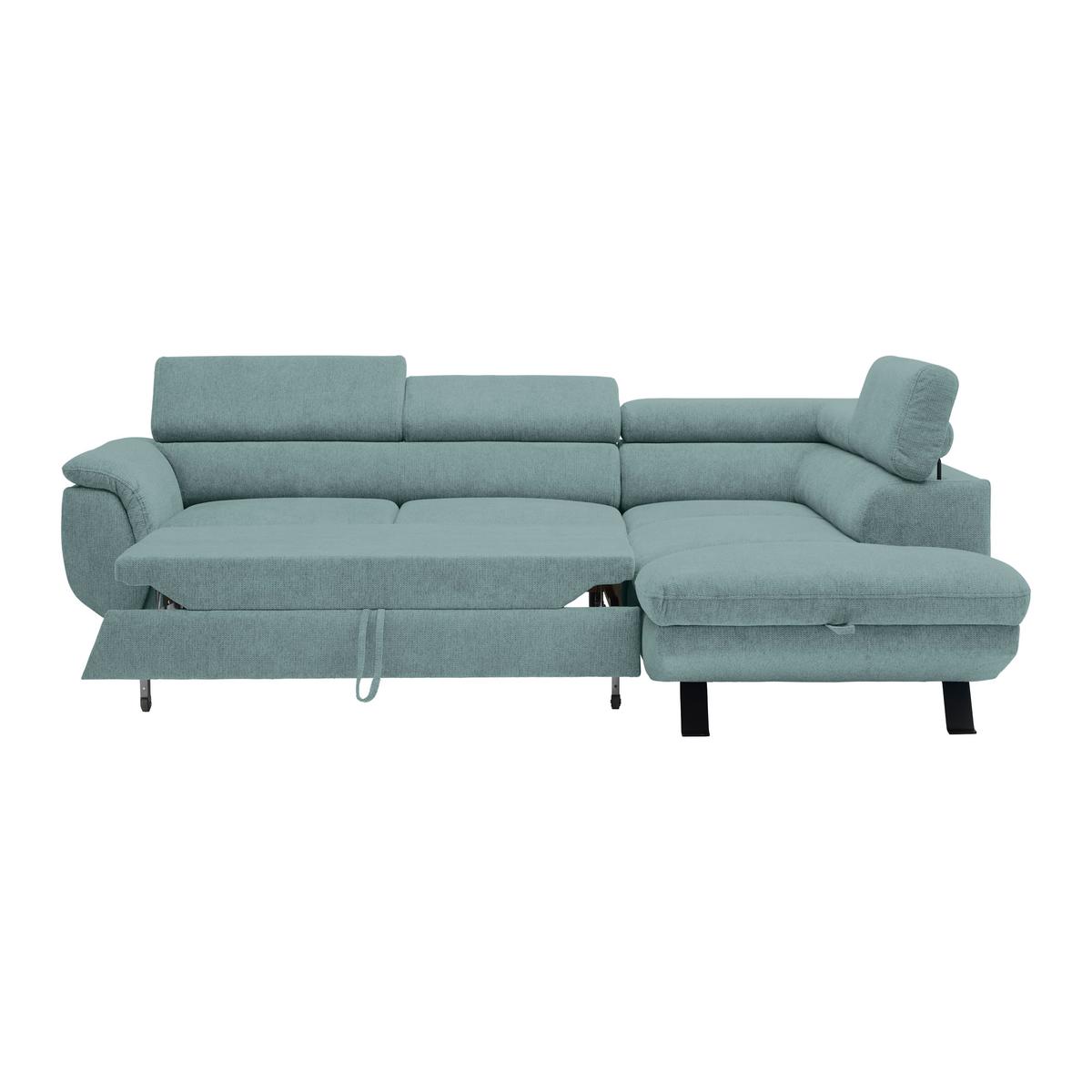 Rohová sedačka RAVEN, pravá, petrolejová - čierna/petrolejová, Modern, kov/textil (257/198cm) - Mömax