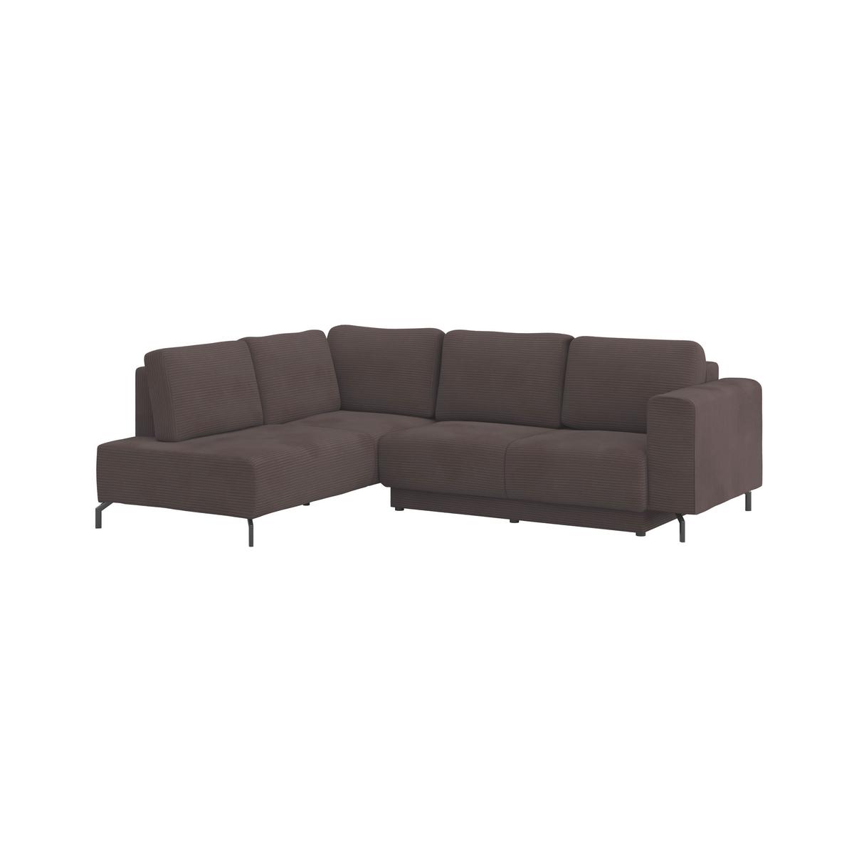 Rohová sedačka VENI, levá, hnědý manšestr - černá/hnědá, Moderní, textil (210/272cm) - Ondega