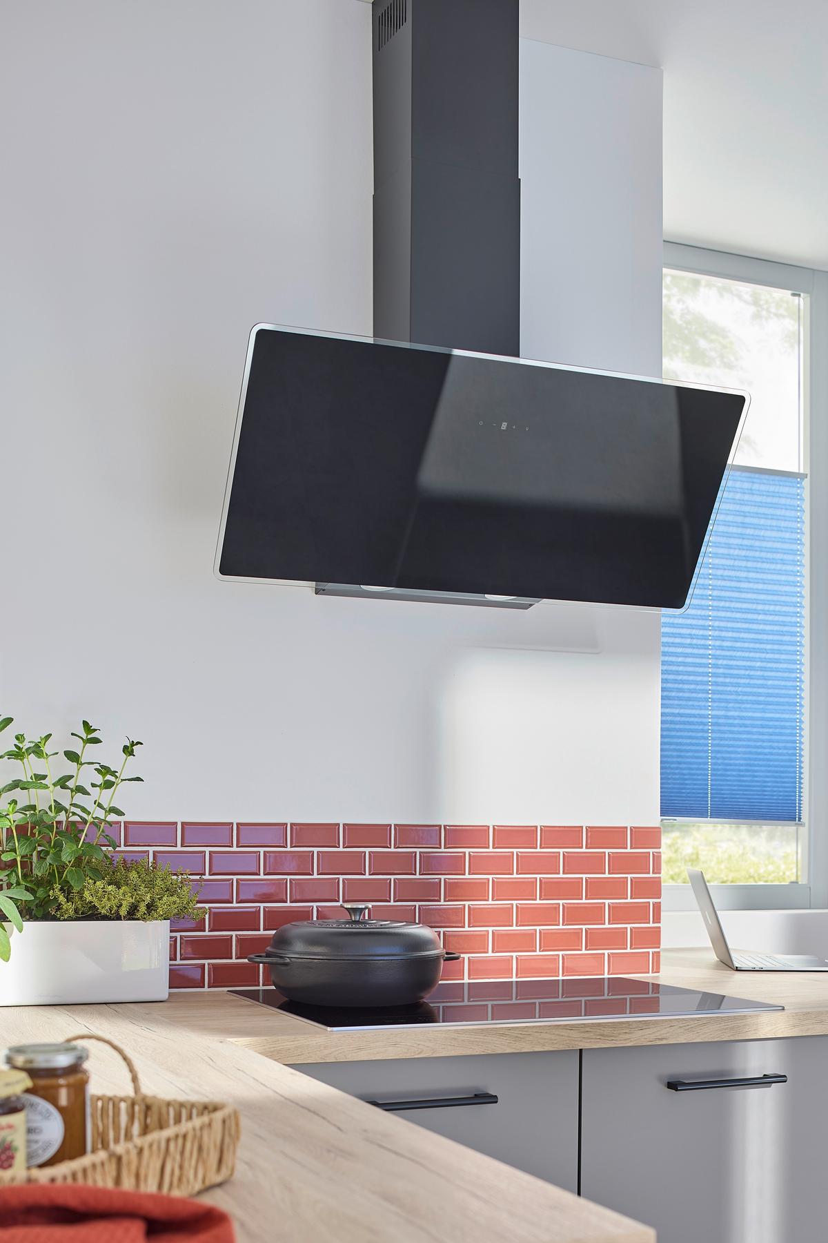 Dunstabzugshaube Respekta Lora Schwarz B:89,5cm - Schwarz, Basics, Glas/Metall (89,5/75-110/38,5cm) - Respekta