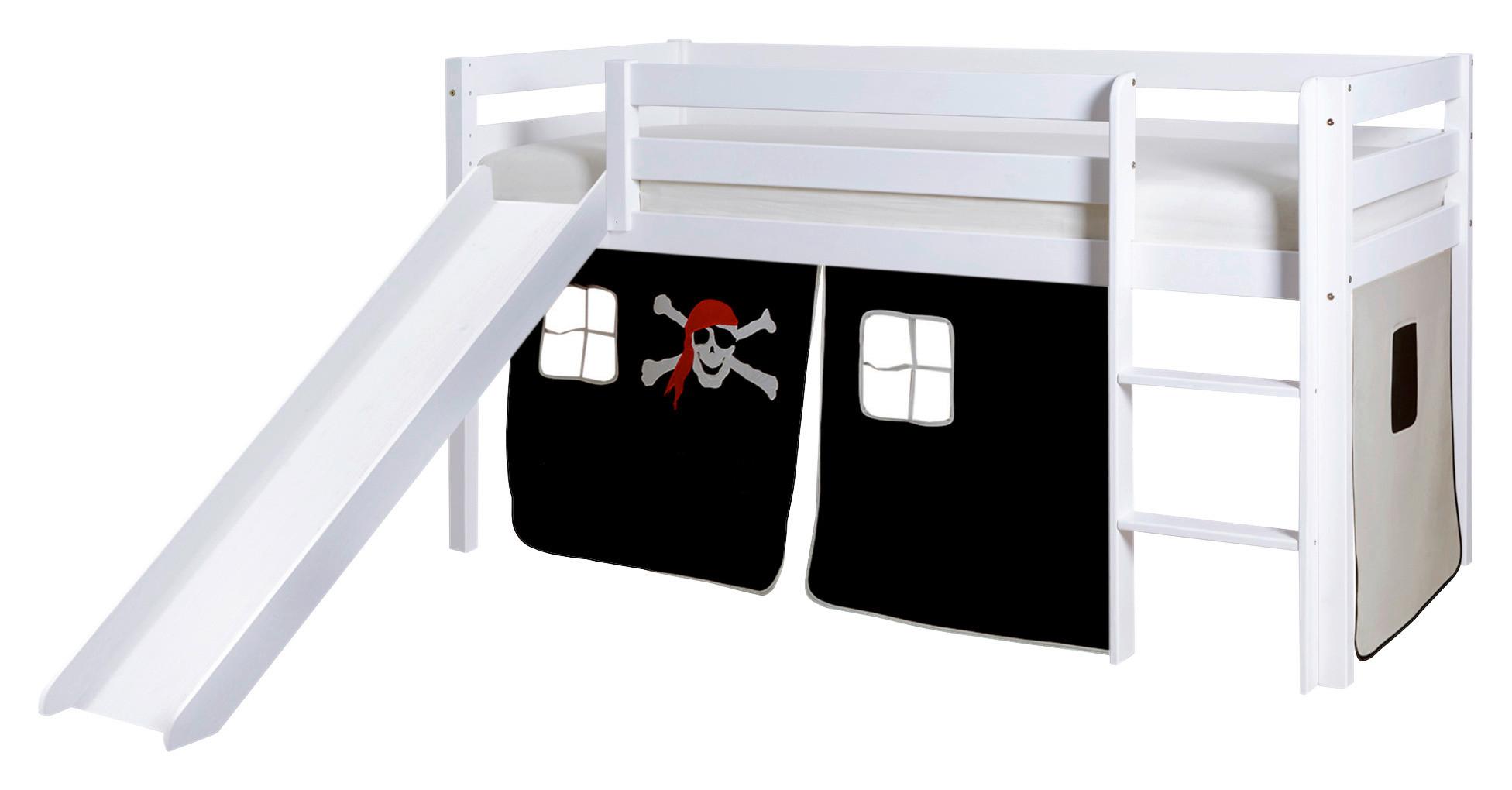 Spielbett Manuel Schwarz/Weiß Kiefer massiv 90 cm Rutsche