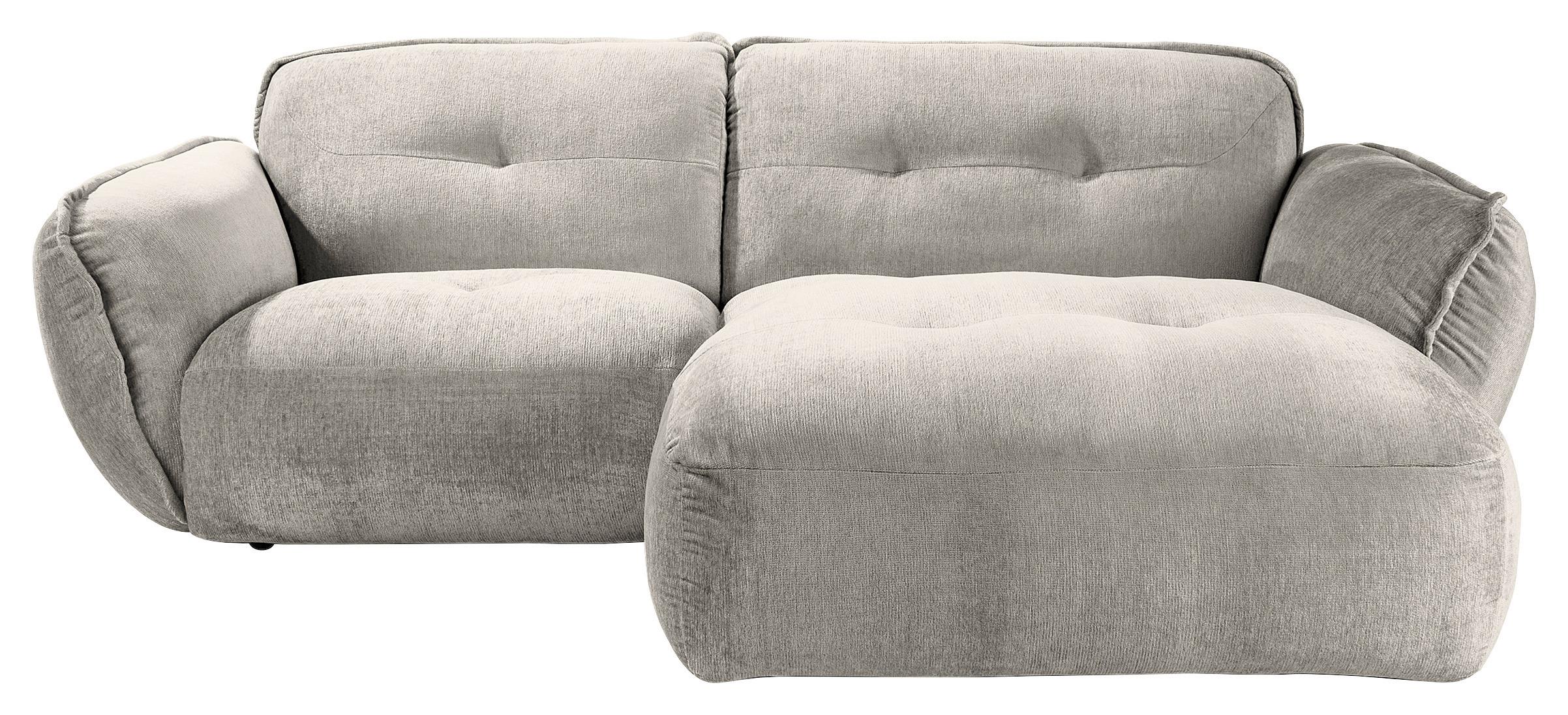 Ecksofa Fluffy Silberfarben S: 269x184 cm - Silberfarben/Schwarz, MODERN, Textil (269/184cm) - Trendmanufaktur