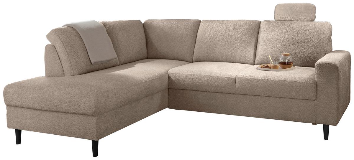 Eckschlafsofa Passione, Beige S: 200x242 Cm - Beige/Schwarz, MODERN, Textil (200/242cm) - Livetastic