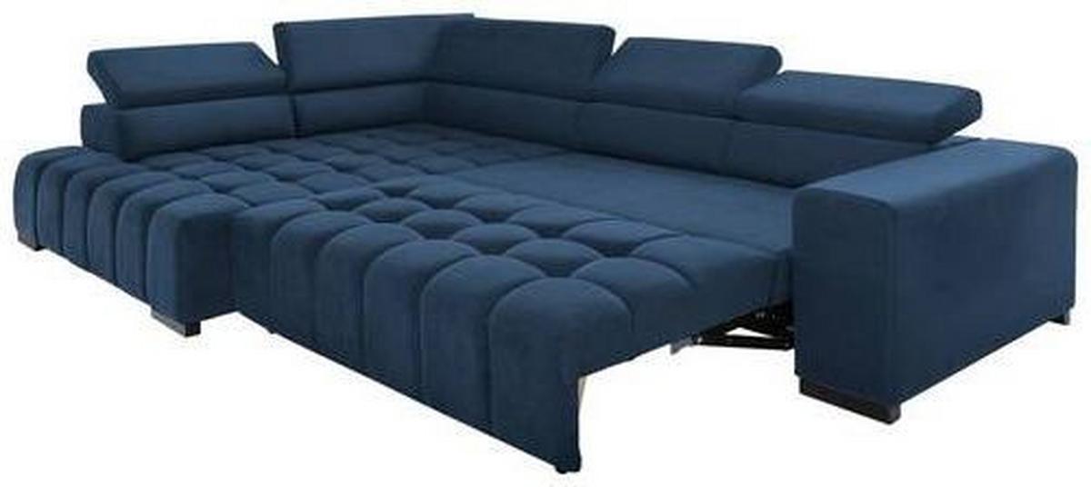 Eckschlafsofa Elias Neu Blau S: 201 Cm - Blau/Schwarz, Design, Textil (201/307cm) - Livetastic
