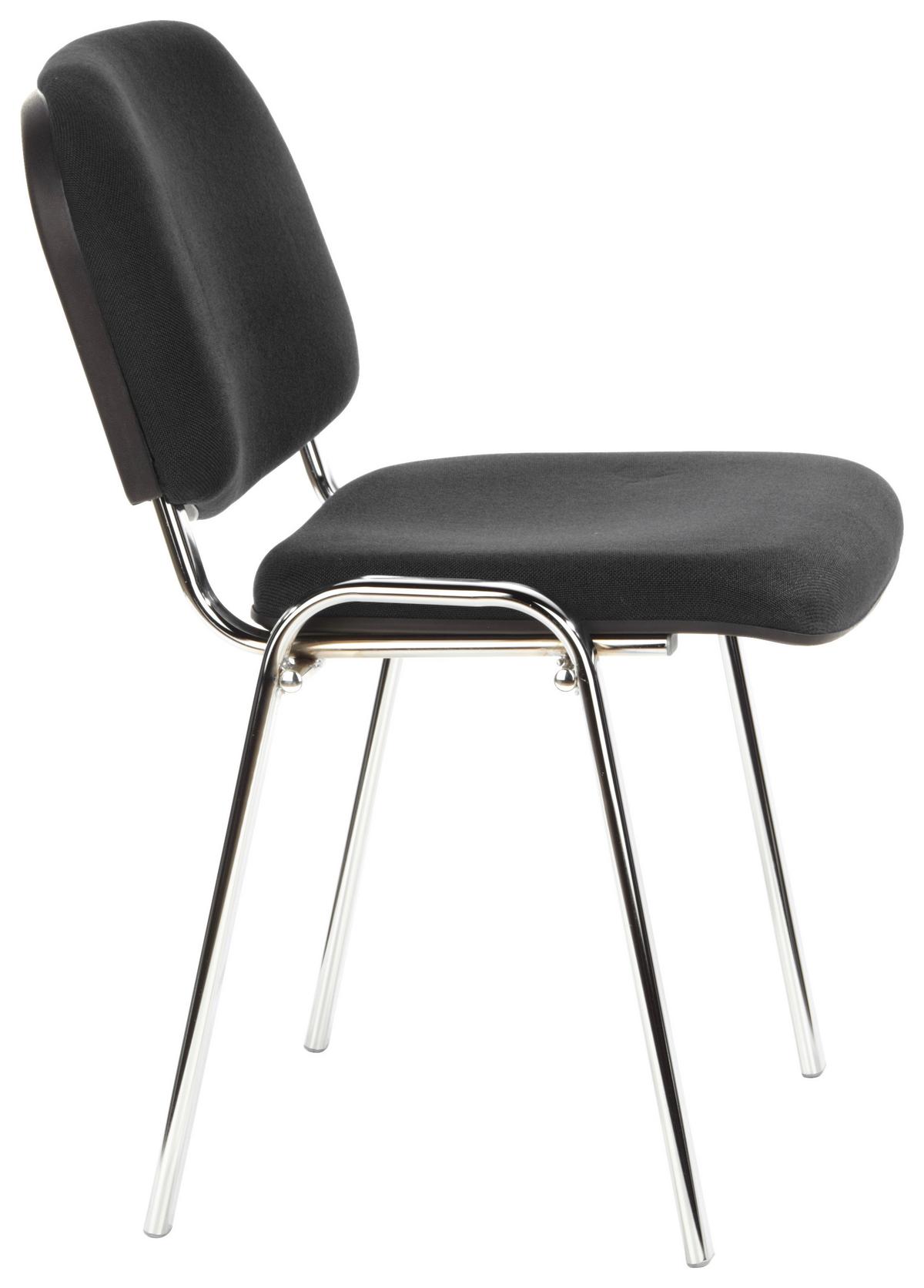 Besucherstuhl Xt 600 Stapelbar Schwarz Bis 100 Kg - Chromfarben/Schwarz, Basics, Textil/Metall (58/84/41cm) - MID.YOU