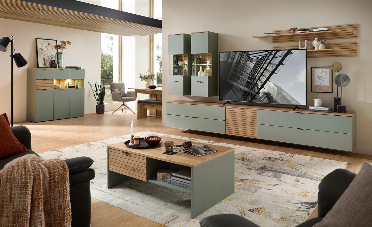 VYSOKÁ KOMODA MEMPHIS - černá/zelená, Moderní, kov/kompozitní dřevo (125/125/45cm) - Premium Living