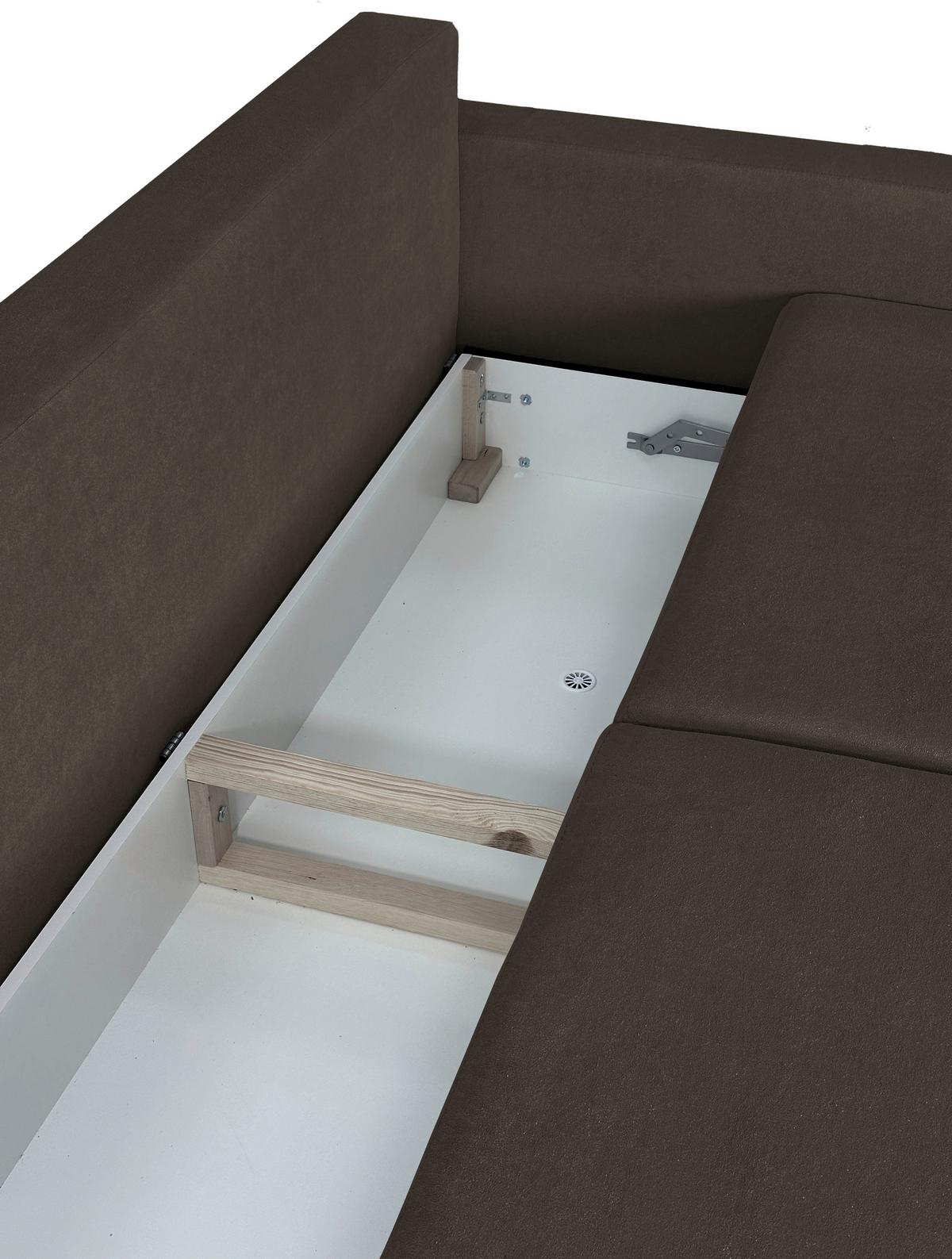 Schlafsofa Mit Bettkasten Torenta Grau B: 220 Cm - Schwarz/Naturfarben, Design, Textil (220/96/98cm) - MID.YOU