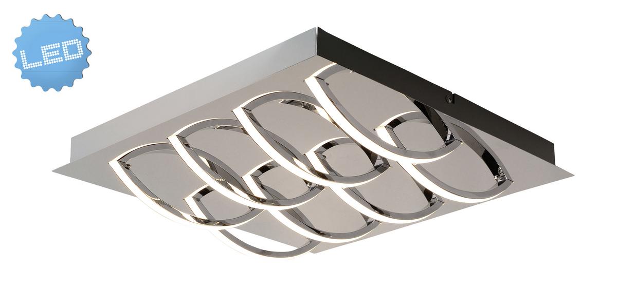 LED-Deckenleuchte Mancheste L: 41 cm dimmbar - Chromfarben/Opal, Basics, Kunststoff/Metall (41/41/8,5cm) - Näve