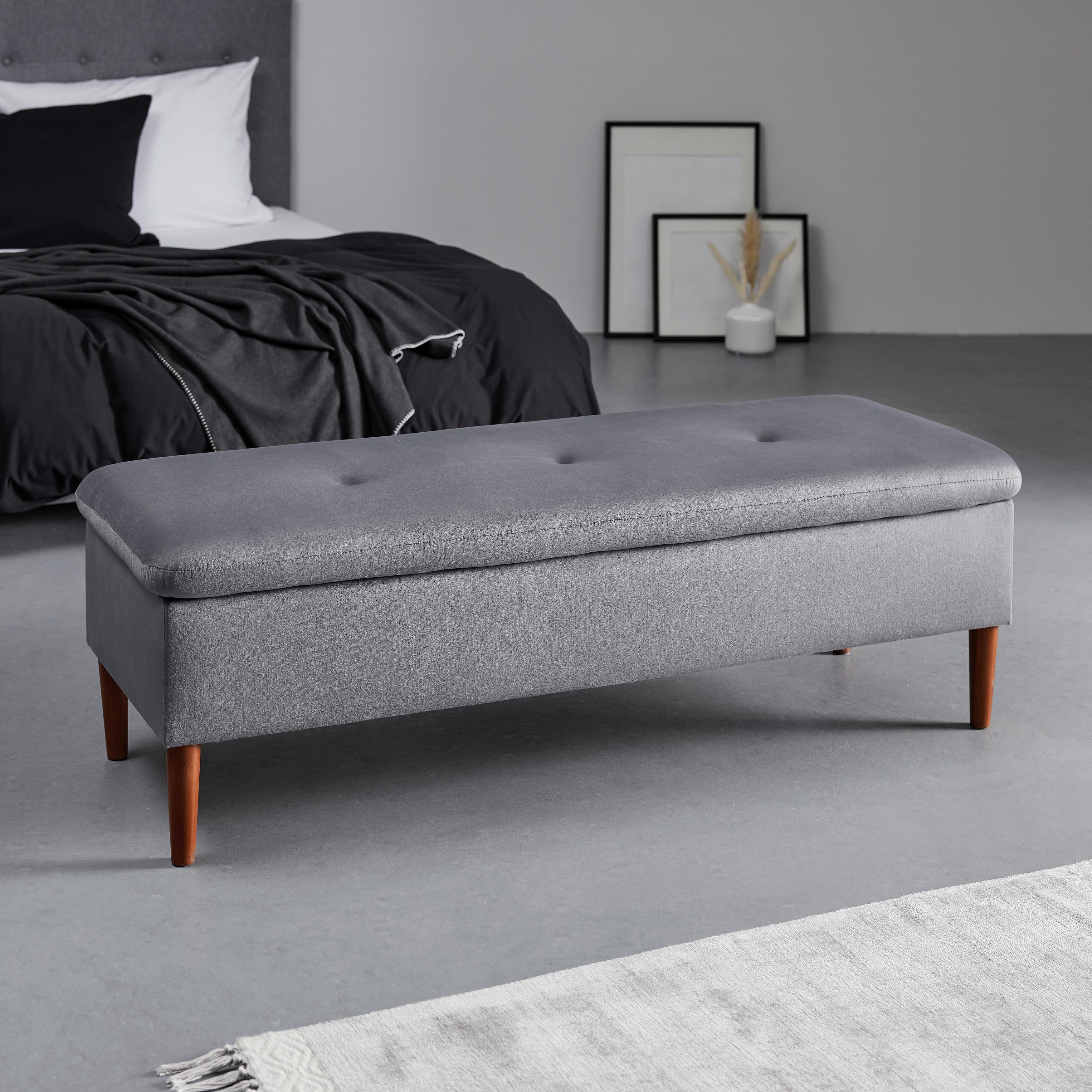 Lavica s úl. priestorom Jessy sivá - farba buka/sivá, Modern, drevo/textil (150/50/55cm) - Bessagi Home