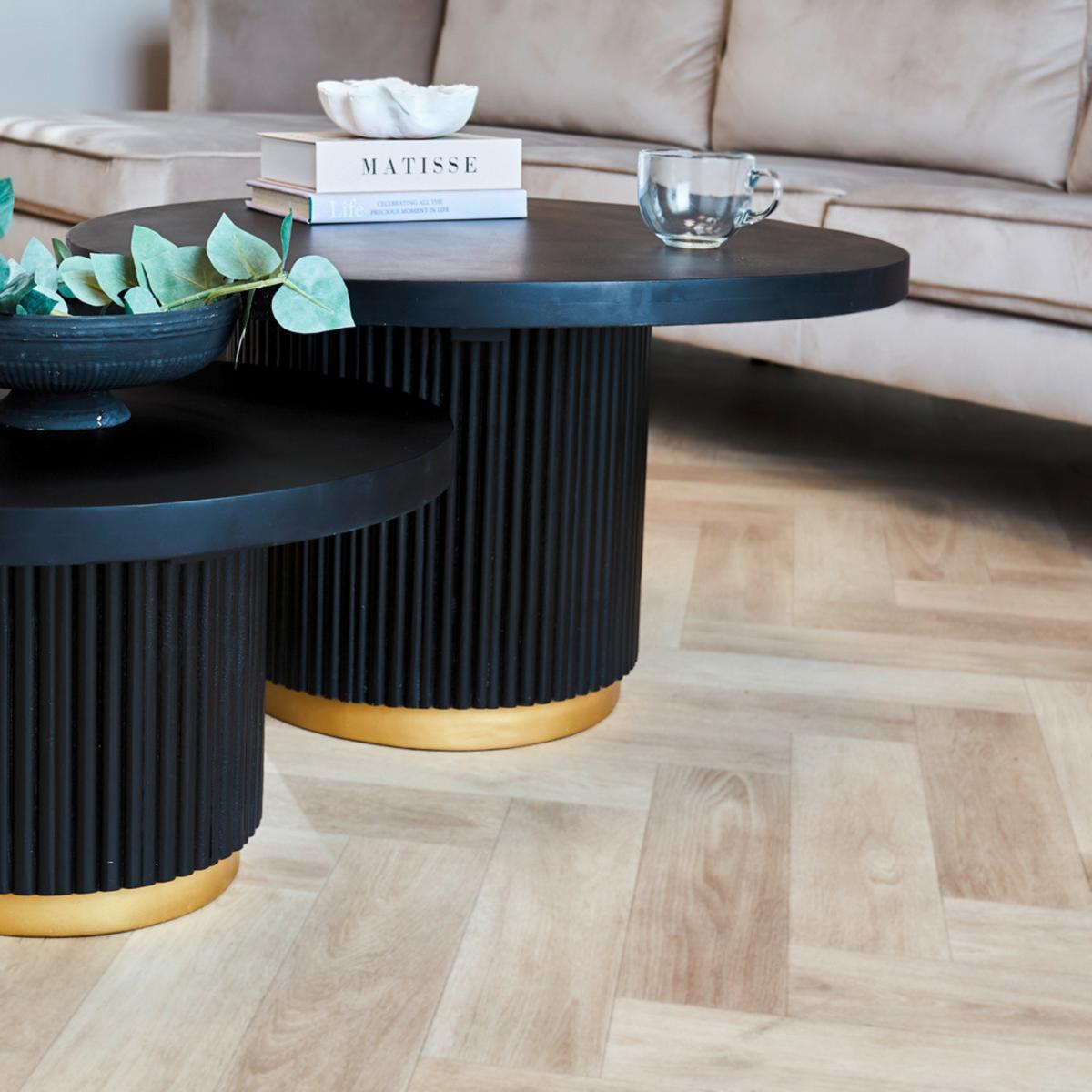 Couchtisch Uitgeest Schwarz/goldfarben, 80 Cm - Goldfarben/Schwarz, MODERN, Holz (80/80/45cm) - MID.YOU