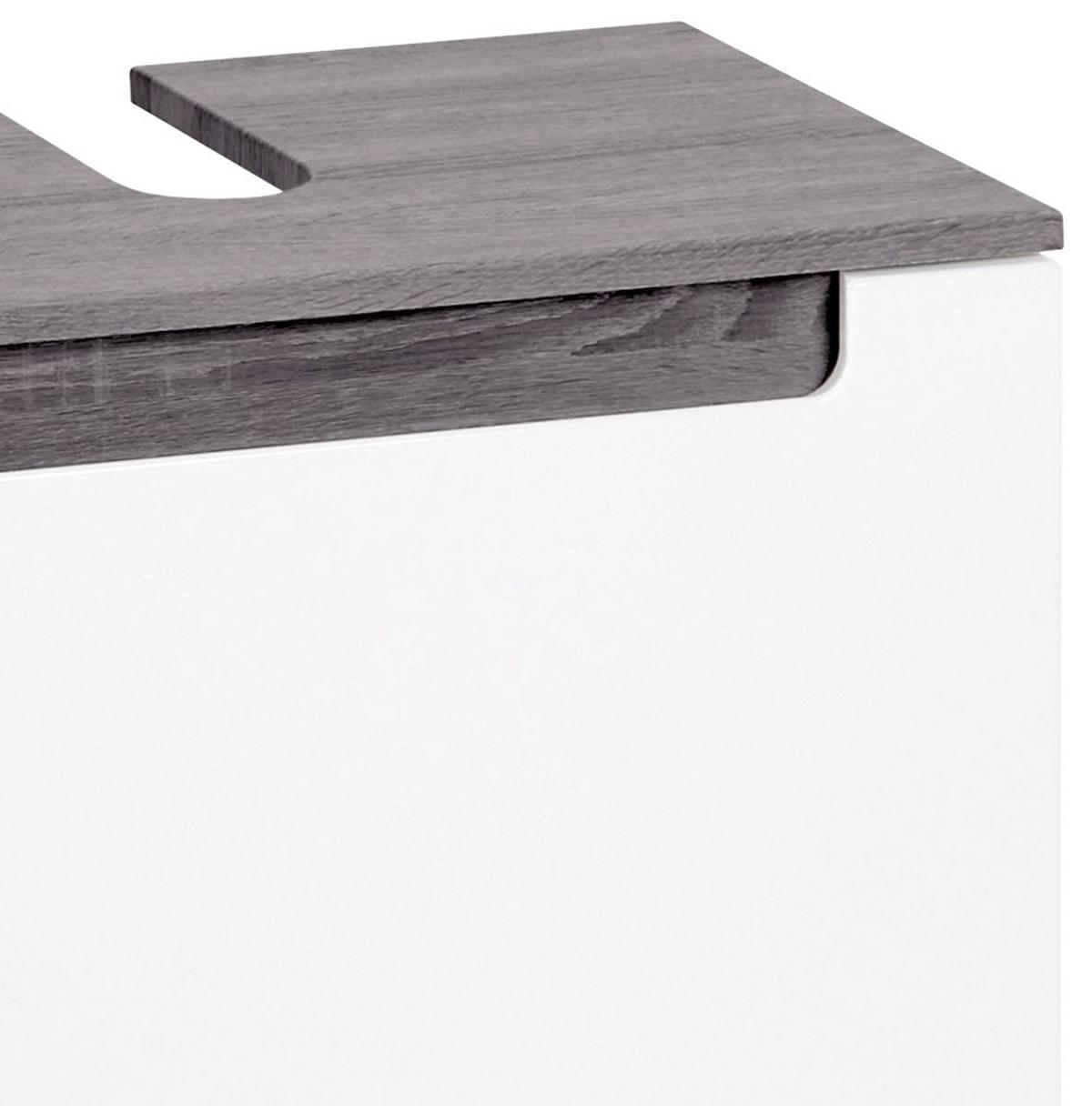 Waschbeckenunterschrank Siena B. 60 cm Silbereiche/Weiß - Weiß/Silbereichenfarben, MODERN, Holzwerkstoff (60/40/35cm) - Held