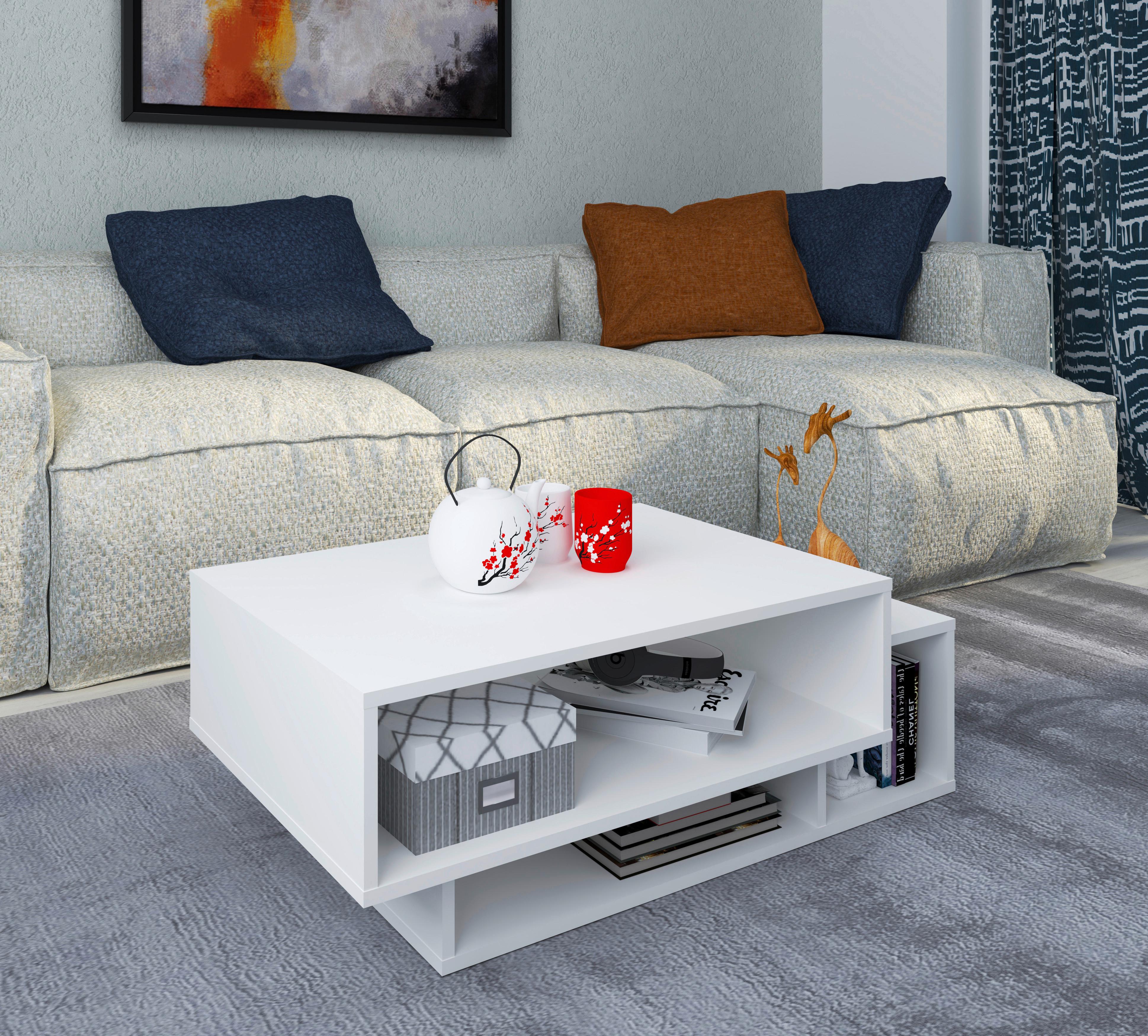 Couchtisch Runila Weiß B: 50 Cm - Weiß, MODERN, Holzwerkstoff (88/35/50cm) - MID.YOU