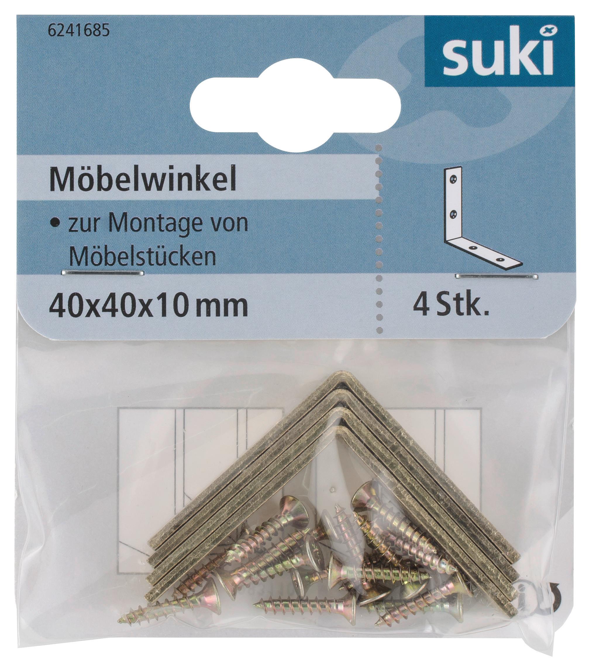 Sarokrögzítő Elem 40x40x10mm - aranyszínű, fém (4/1/4cm) - Suki