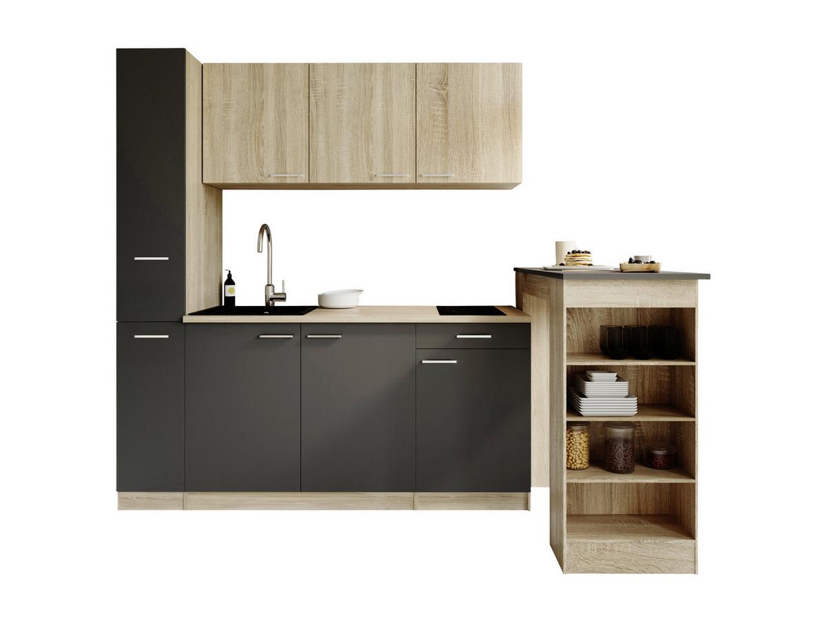 KÜCHENBLOCK Ingrid, Grau B: 180 cm - Eichefarben/Grau, Design, Holzwerkstoff (180cm) - Respekta