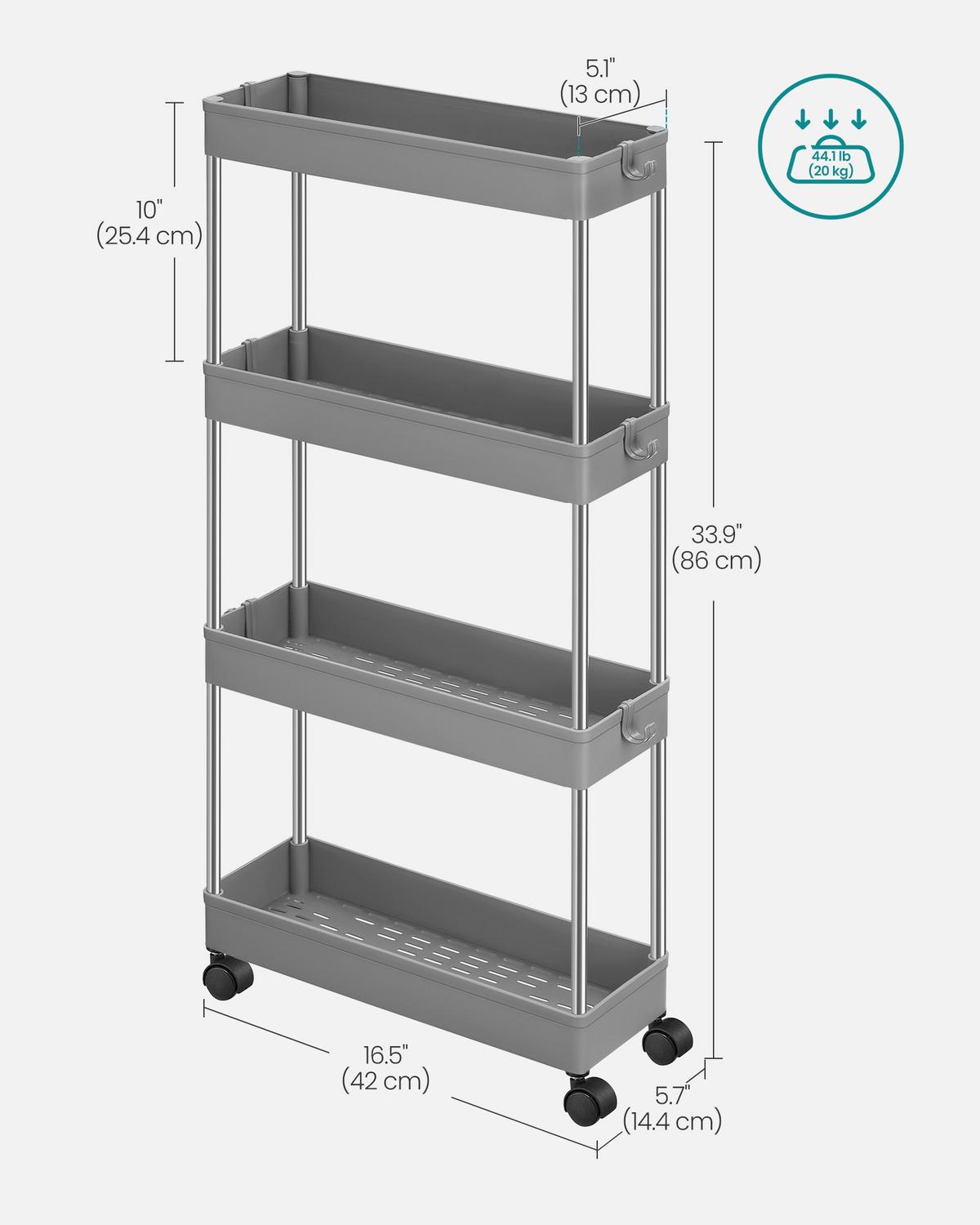 Servierwagen Grau B: 42 Cm - Grau, Basics, Kunststoff/Metall (42/86/14,4cm)