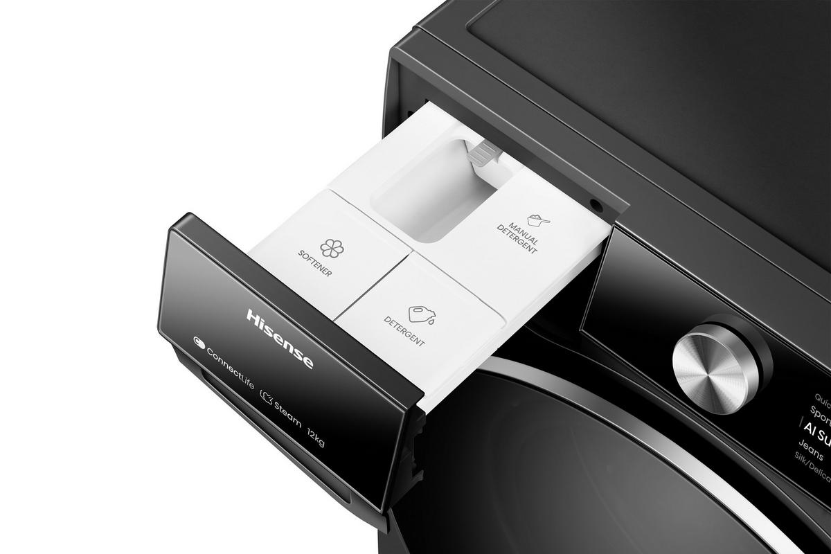 Waschmaschine Wf7s1247bb - Schwarz, Basics, Glas/Kunststoff (59,5/84,5/64cm) - Hisense