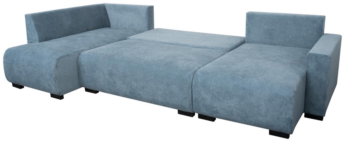 Wohnlandschaft Veronice Blau B: 313 cm - Blau/Schwarz, Trend, Textil (313/92/171cm)